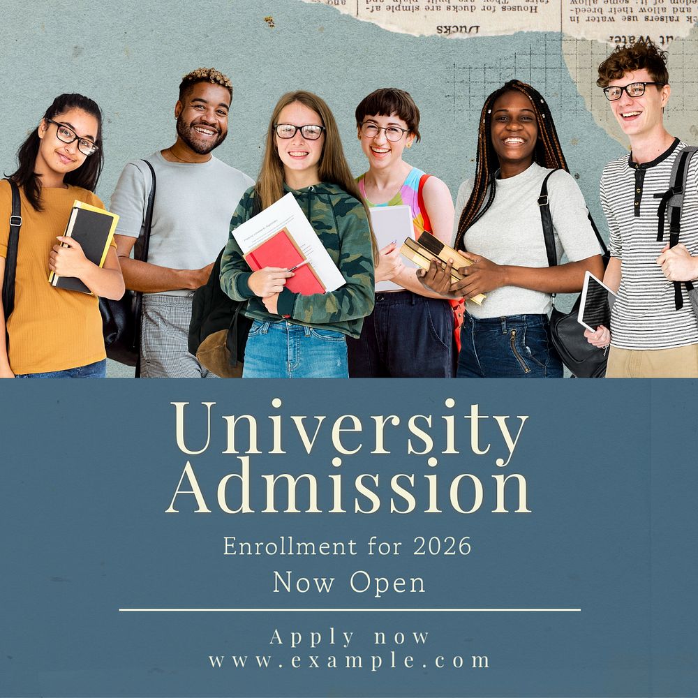 University admission Instagram post template, editable text