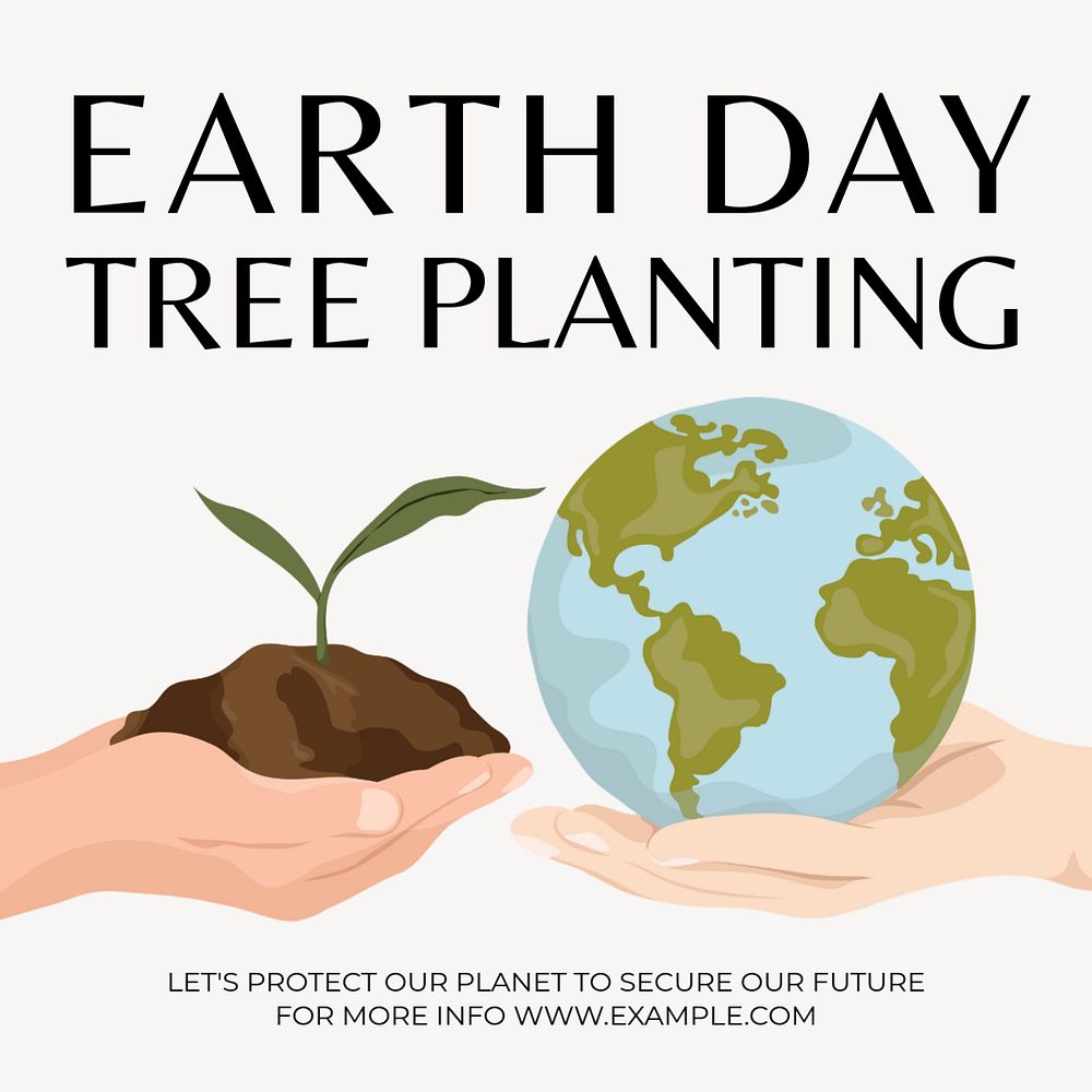 Earth day & tree Instagram post template, editable text