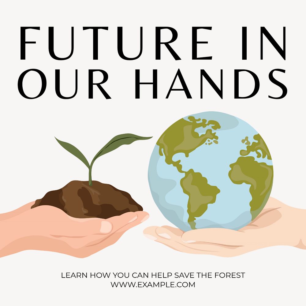 Future in our hands Instagram post template, editable text