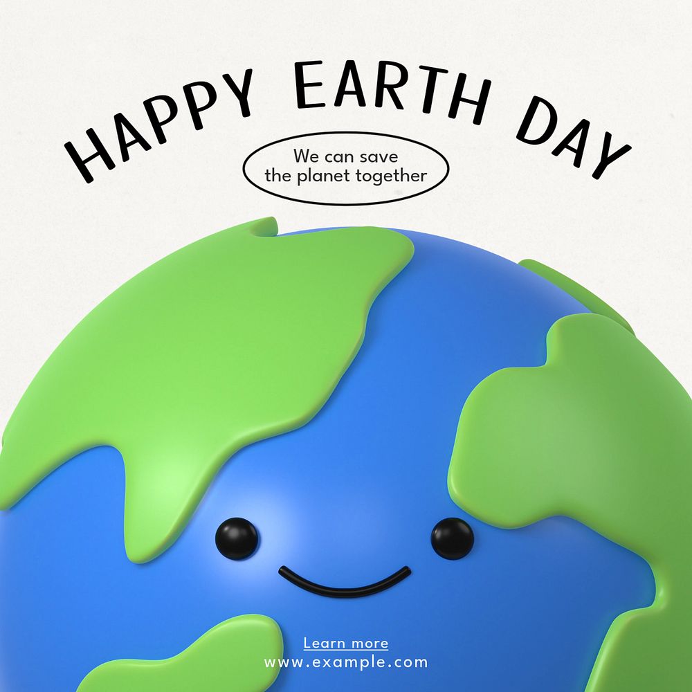 Happy earth day Instagram post template, editable text