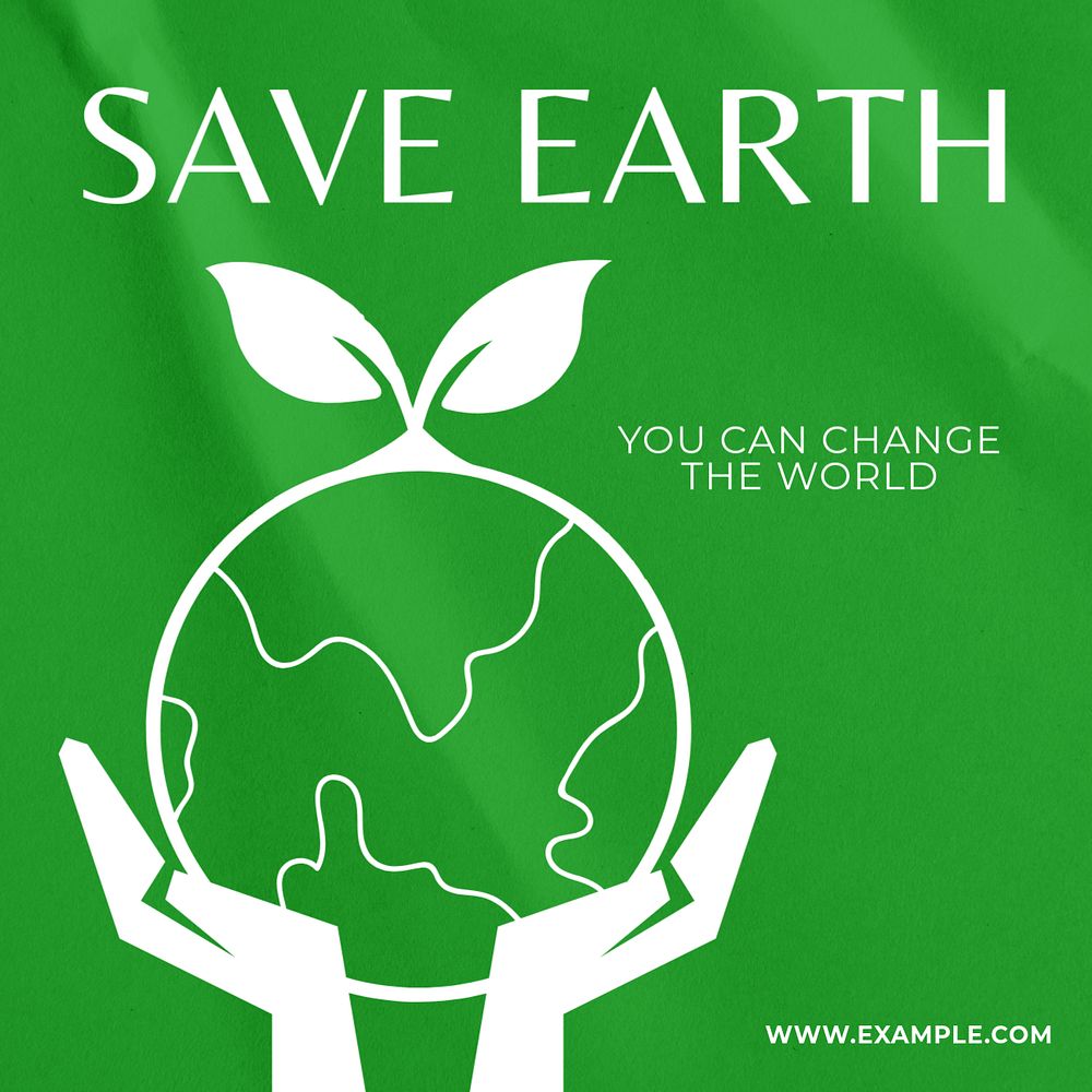 Save earth Instagram post template, editable text