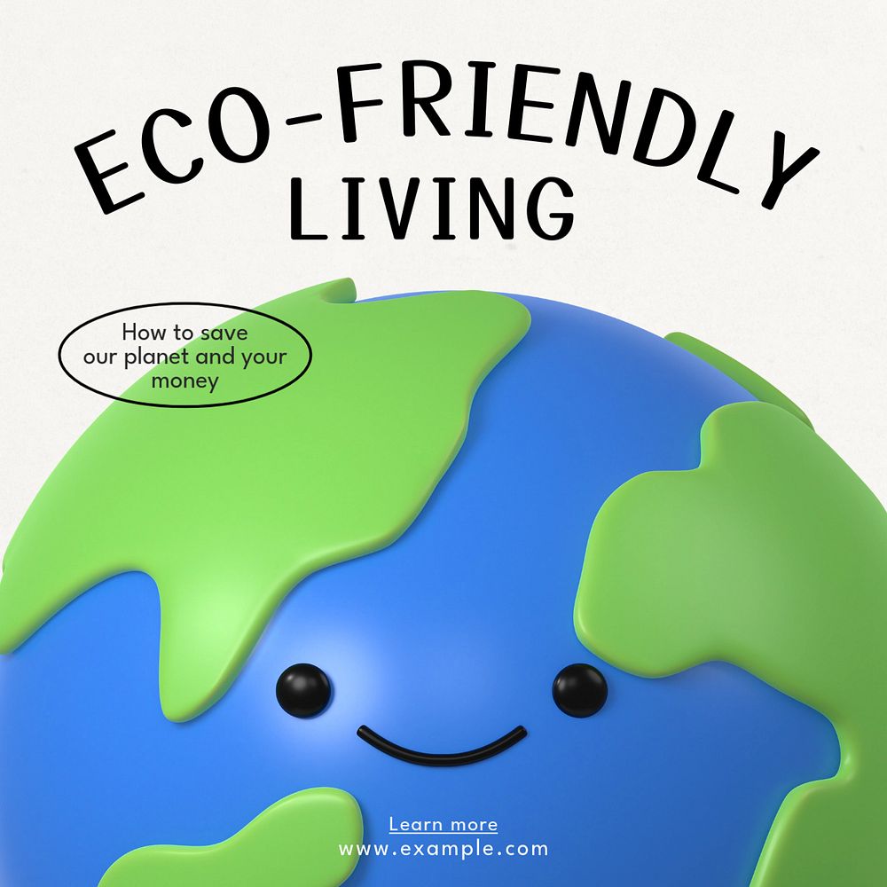 Eco-friendly living blog Instagram post template, editable text