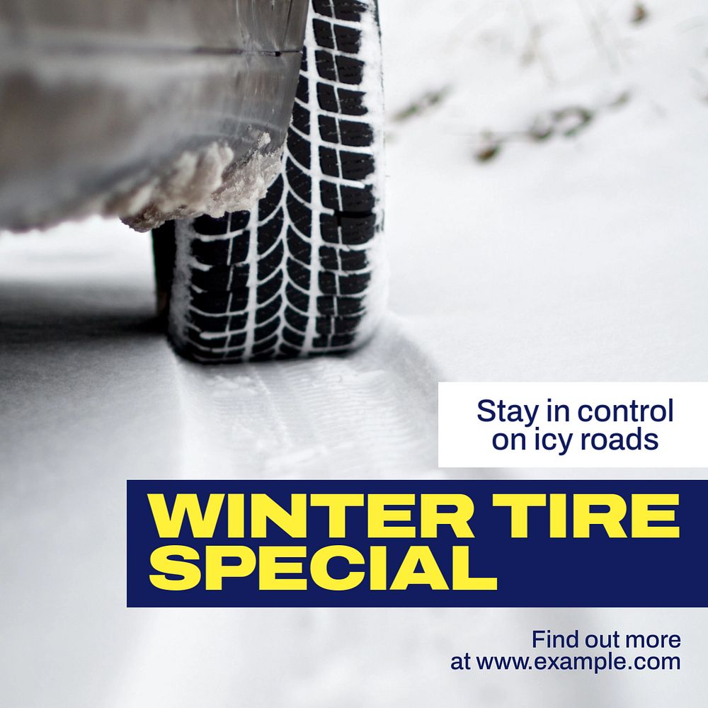 Winter tire driving Instagram post template, editable text