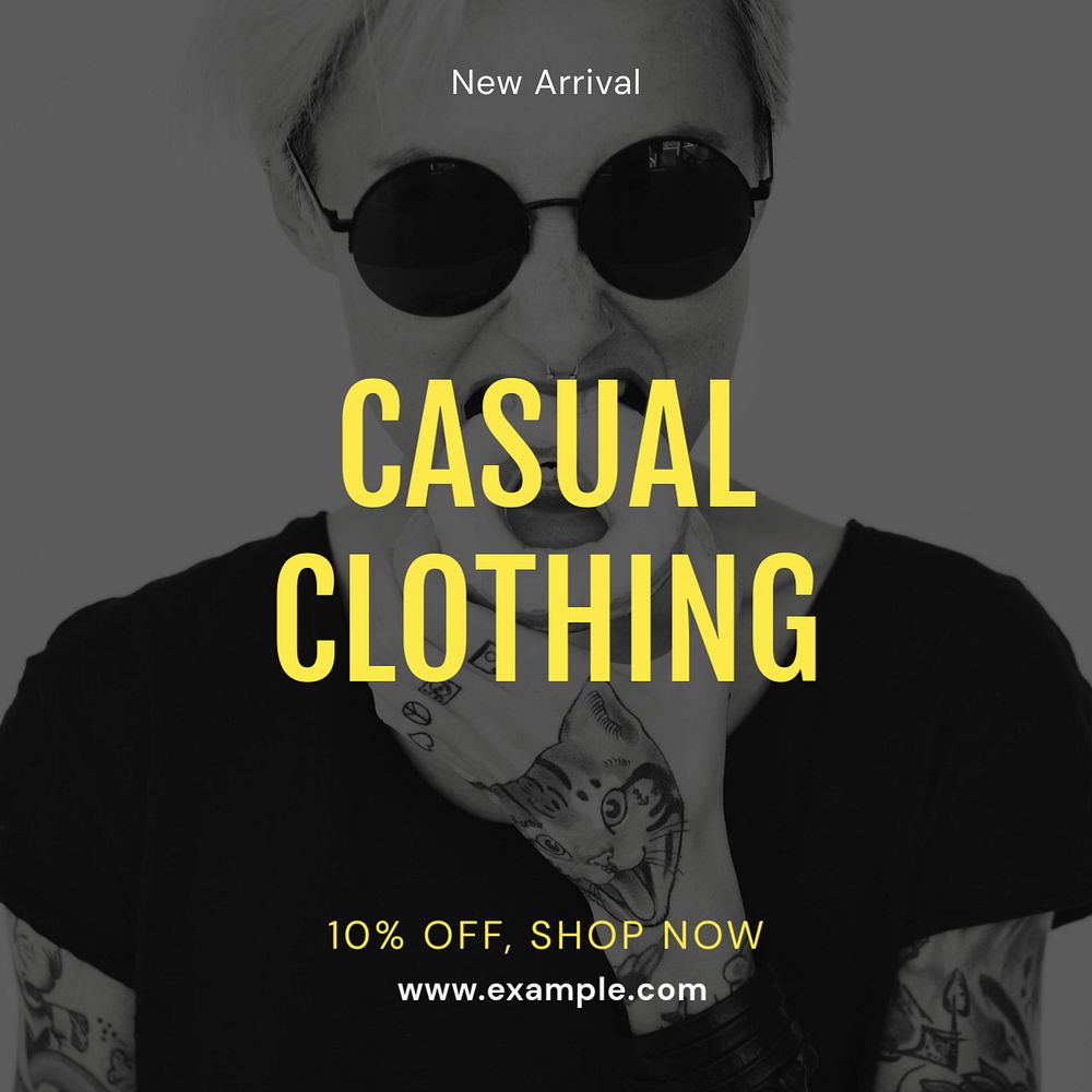 Casual clothing Instagram post template, editable text