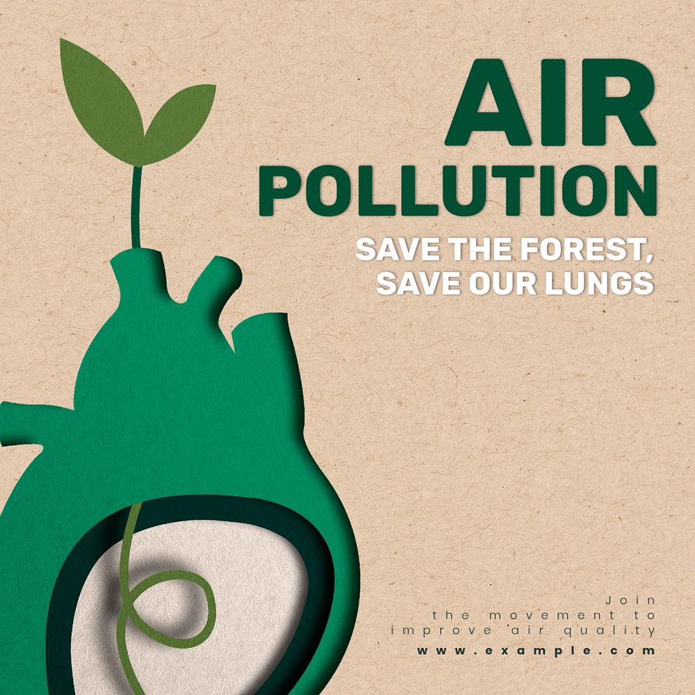 Air pollution Instagram post template, editable text