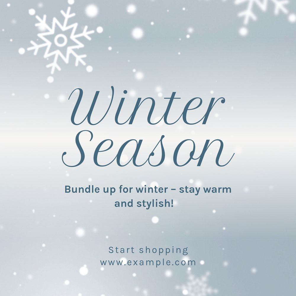 Winter destination Instagram post template, editable text