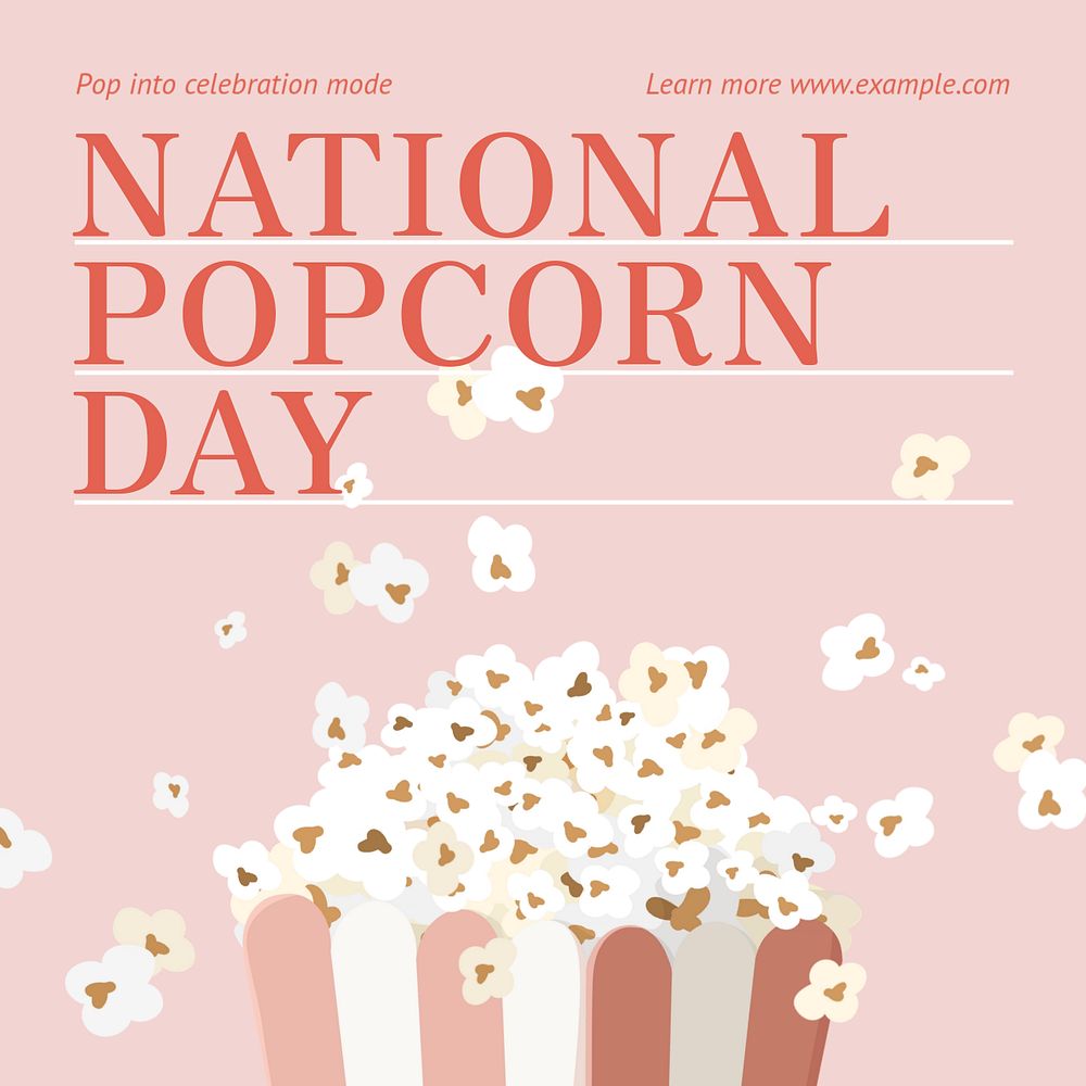 National popcorn day Instagram post template, editable text