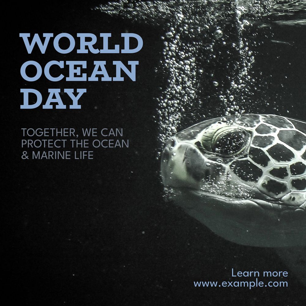 World ocean day Instagram post template, editable text