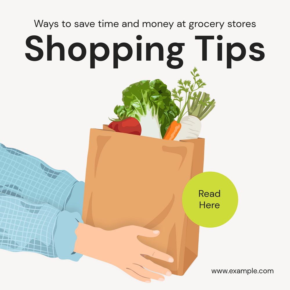 Shopping tips Instagram post template, editable text