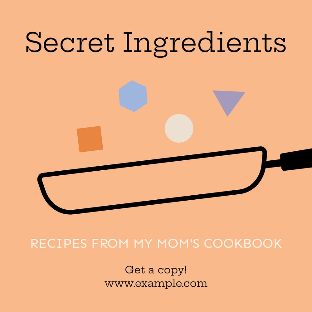 Secret ingredients cookbook Instagram post template, editable text