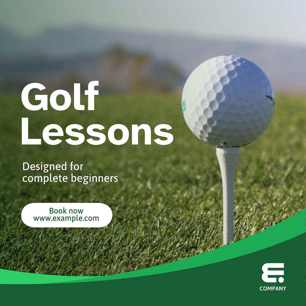 Golf lessons Instagram post template, editable text