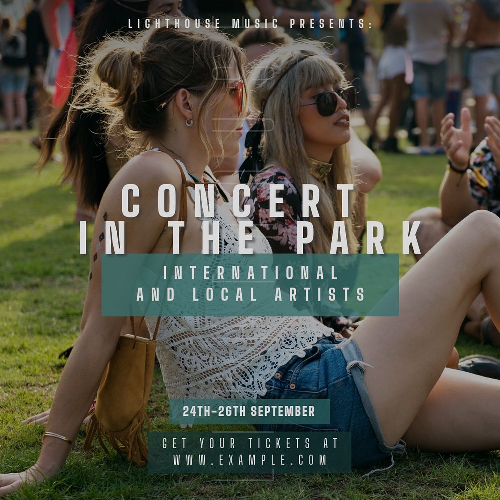 Park concert Instagram post template, editable text