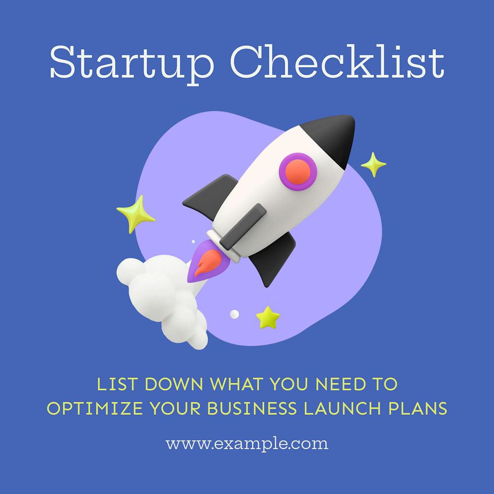 Startup checklist Instagram post template, editable text