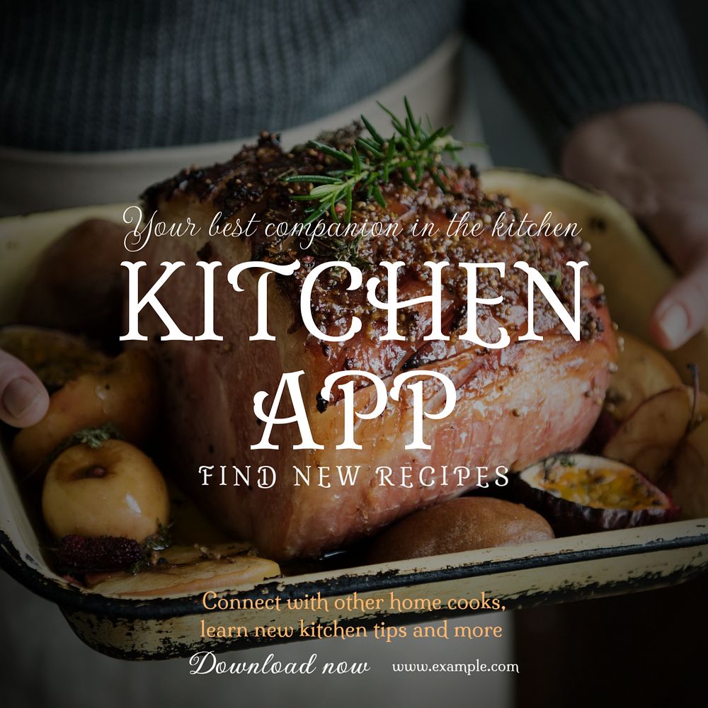 Kitchen app Instagram post template, editable text