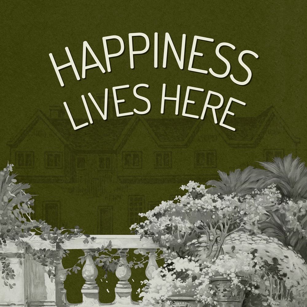 Happiness lives here Instagram post template, editable text