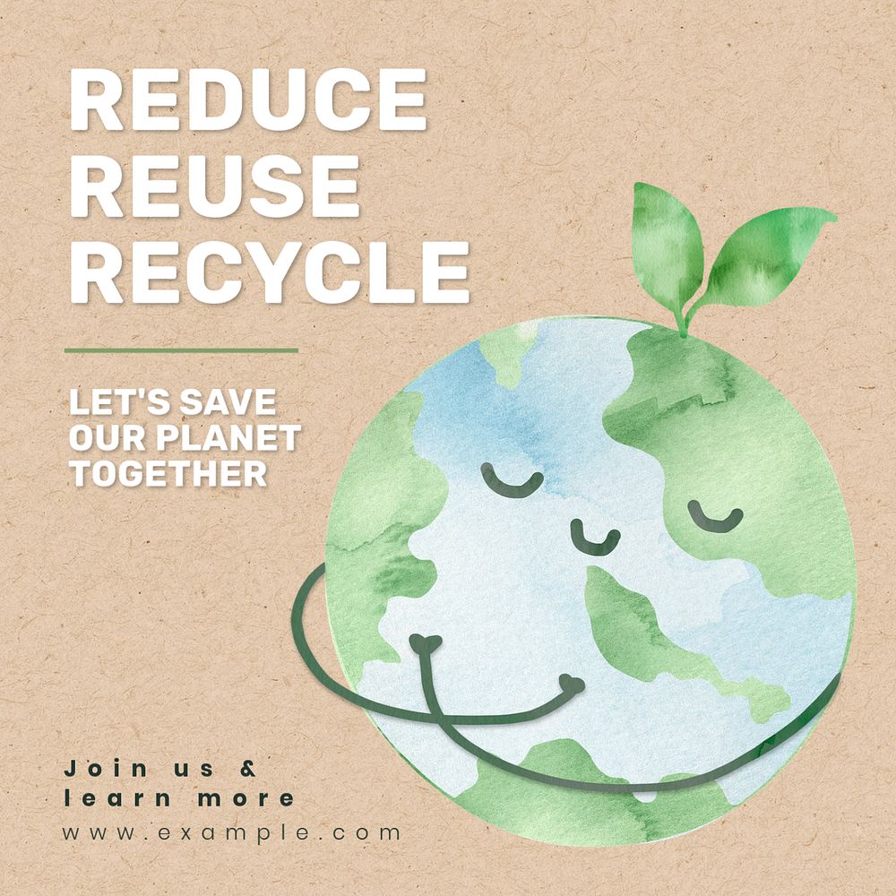 Reduce reuse recycle Instagram post template, editable text