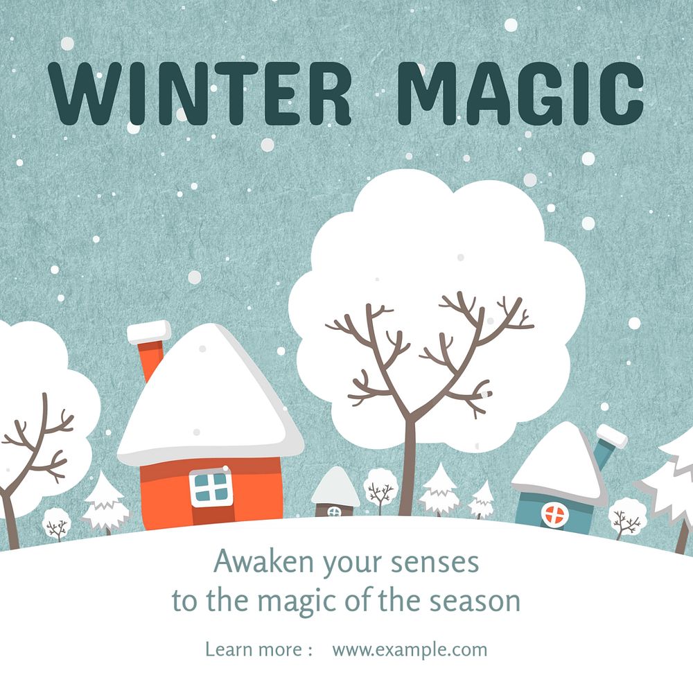 Winter magic Instagram post template, editable text