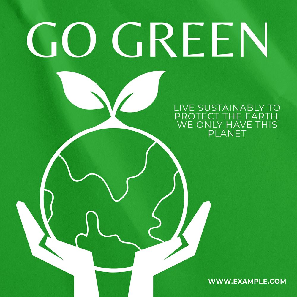 Go green Instagram post template, editable text