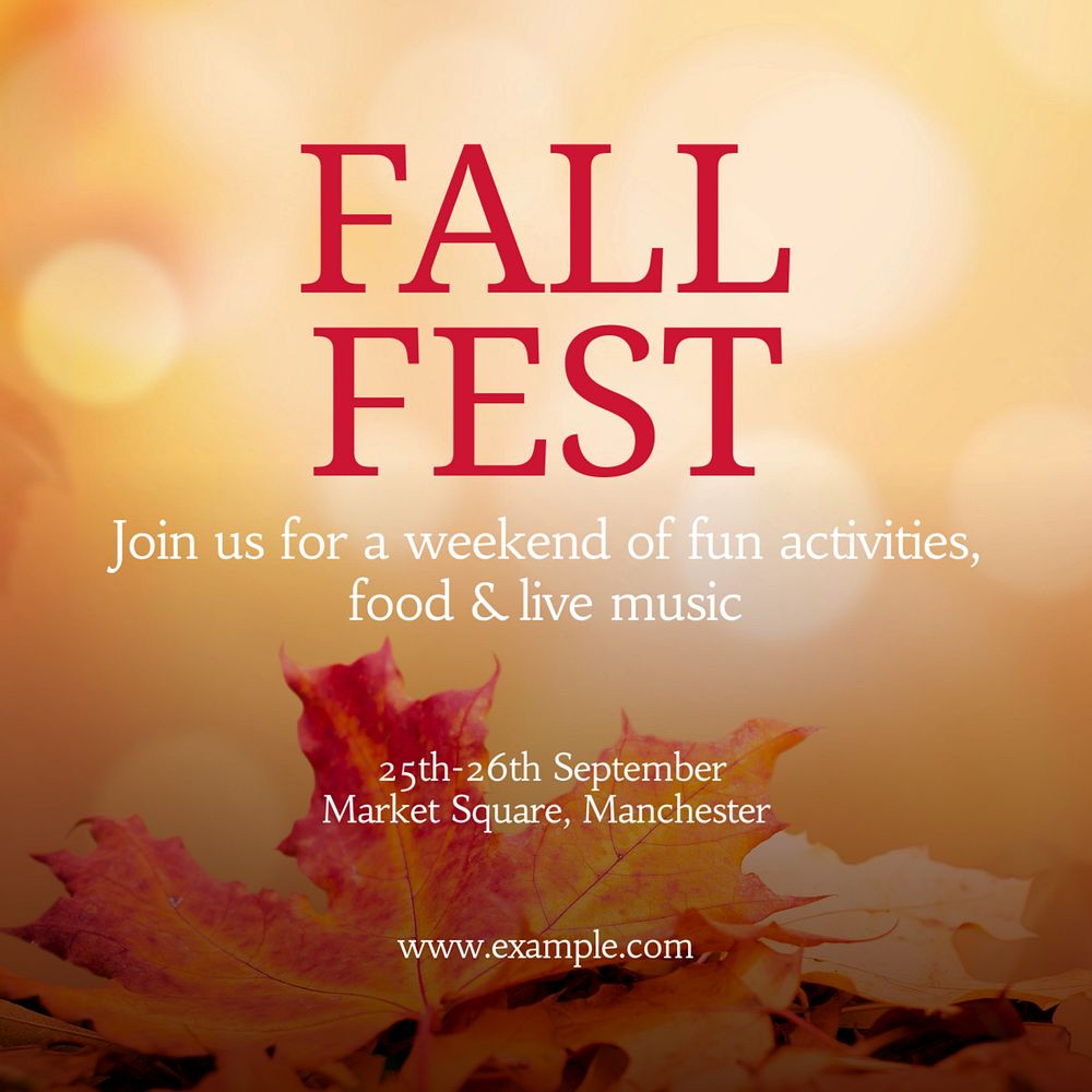 Fall festival Instagram post template, editable text