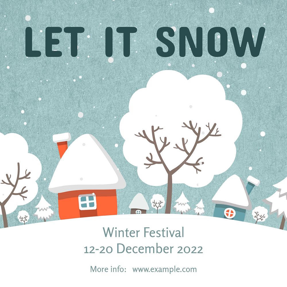 Winter snow festival Instagram post template, editable text