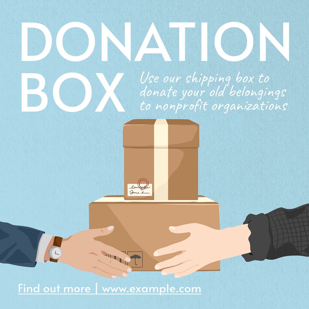 Donation box Instagram post template, editable text