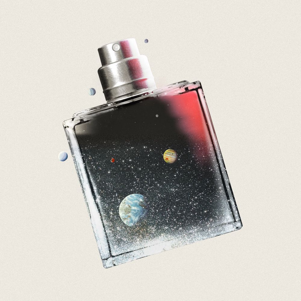 Galaxy perfume bottle, aesthetic beauty editable remix