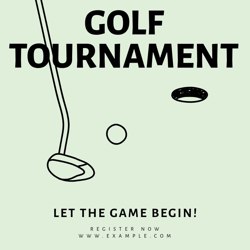 Golf tournament Instagram post template, editable text