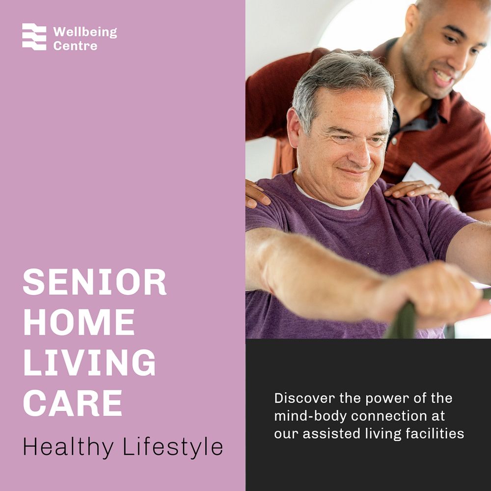 Senior care Instagram post template, editable text