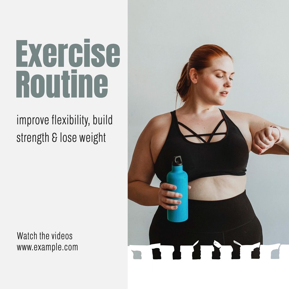 Exercise routine Instagram post template, editable text