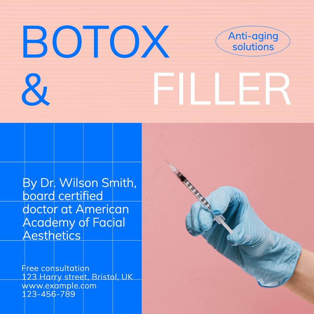 Botox & filler Instagram post template, editable text