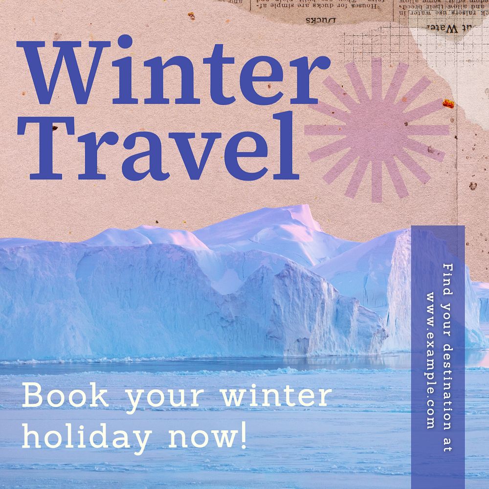 Winter travel Instagram post templates, editable design