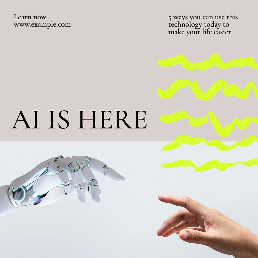 AI is here Instagram post template, editable text