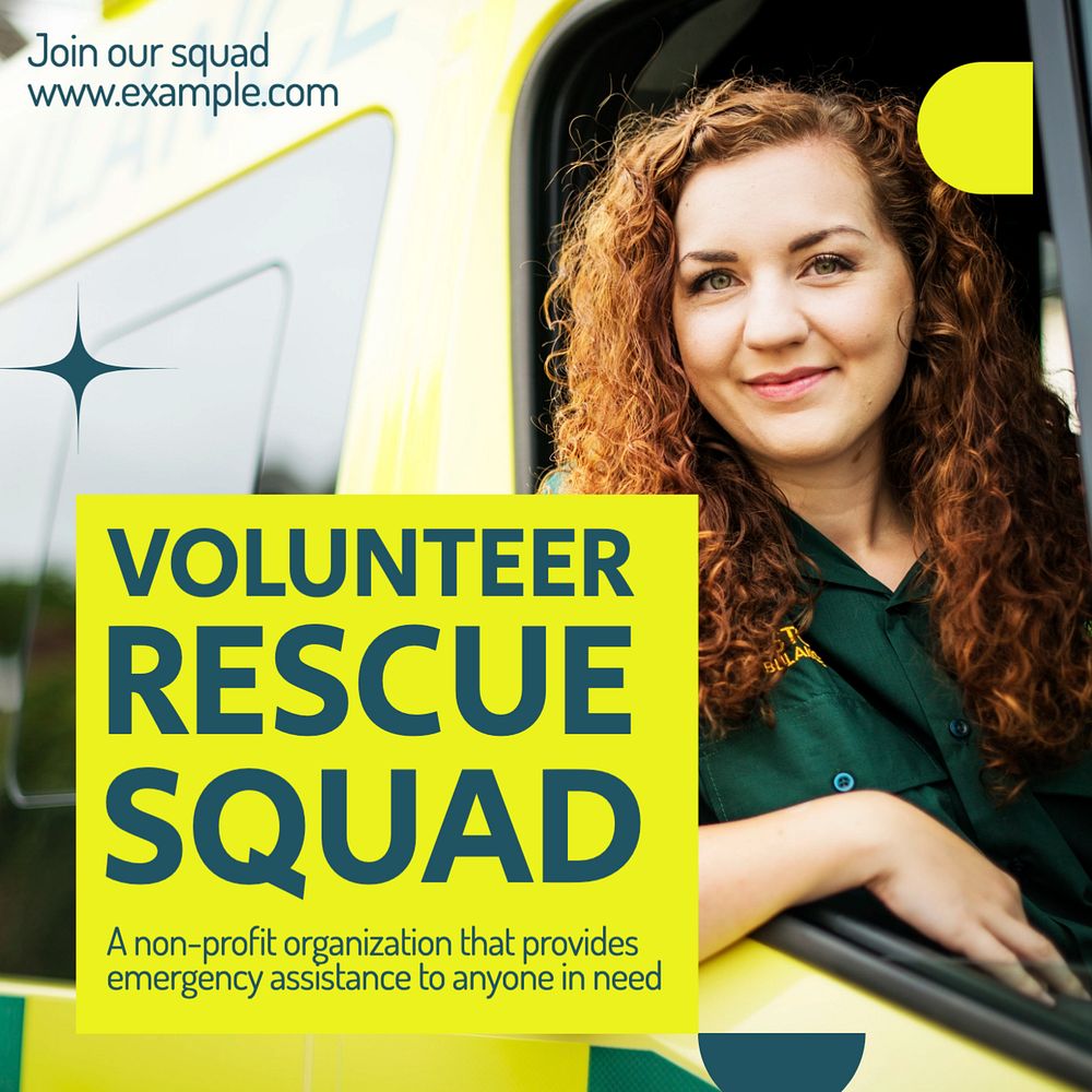 Volunteer rescue squad Instagram post template, editable text