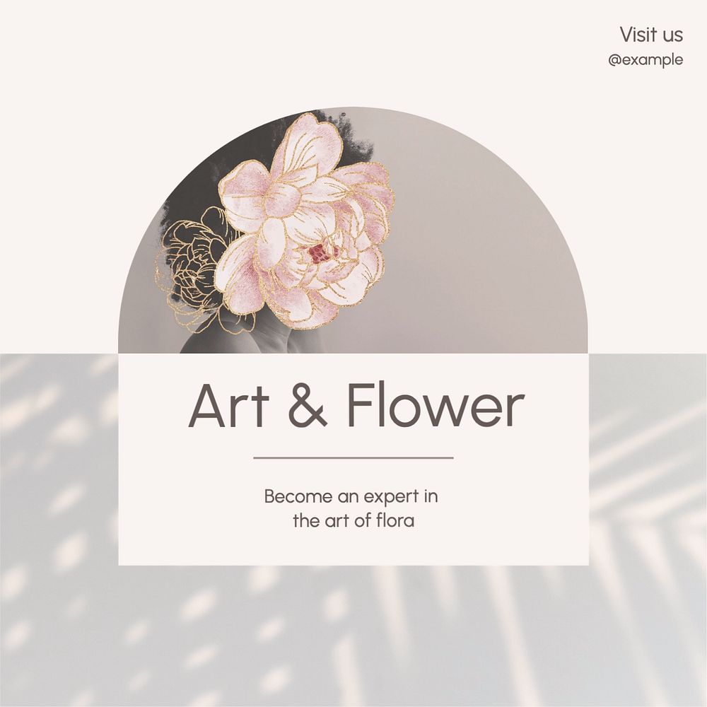 Art and flower Instagram post template, editable text