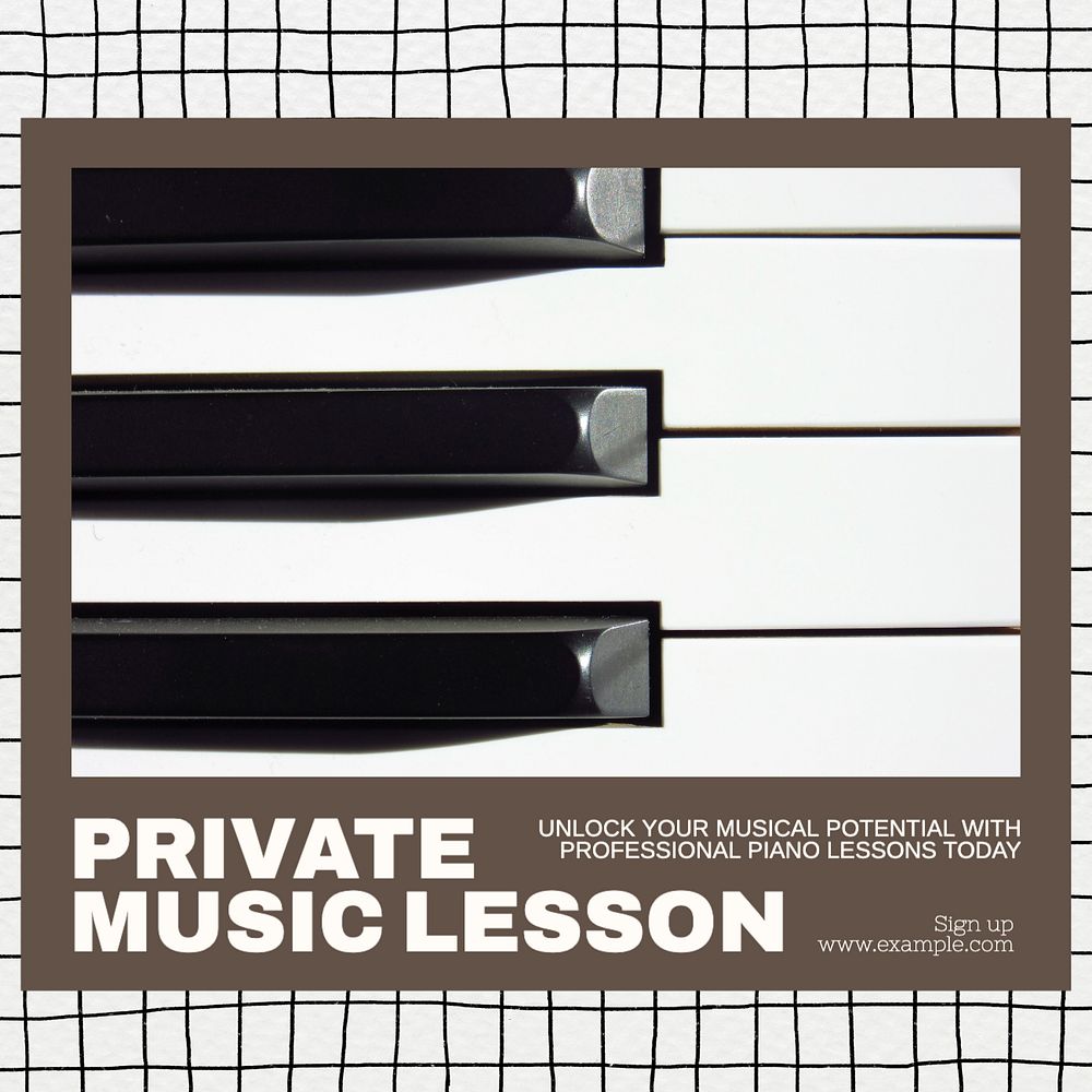 Provate music lesson Instagram post template, editable text