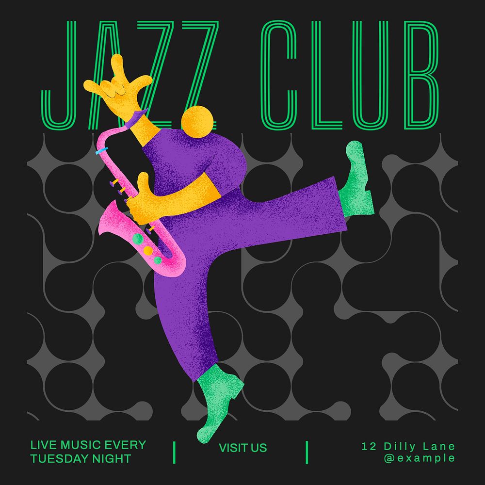 Jazz club Instagram post template, editable text