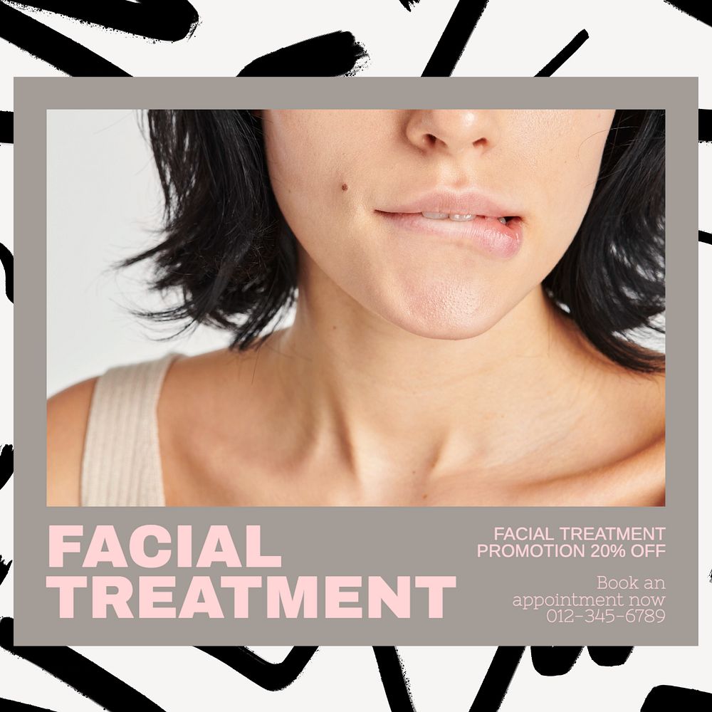 Facial treatment Instagram post template, editable text