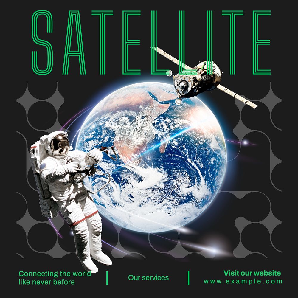 Satellite technology Instagram post template, editable text