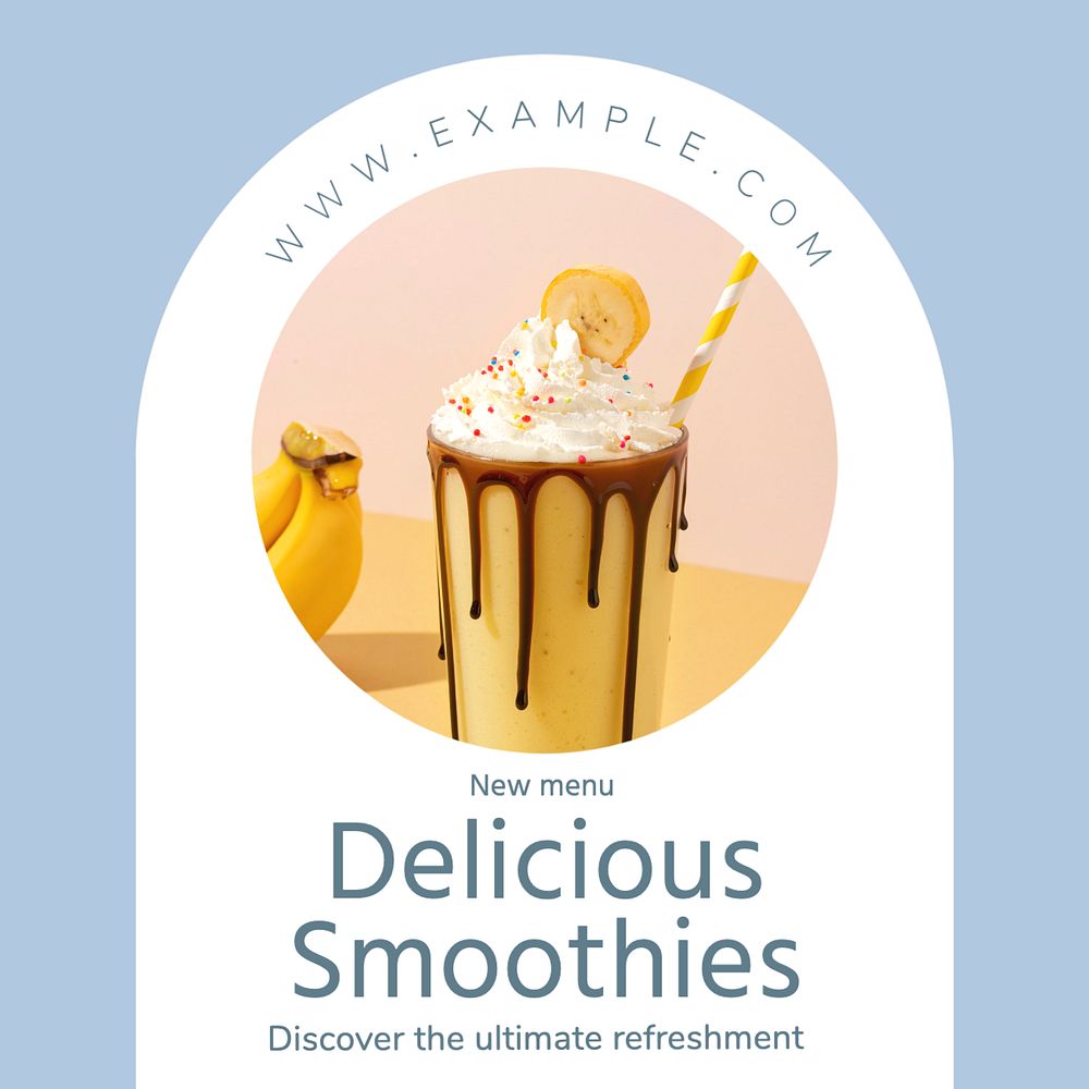 Delicious smoothies Instagram post template, editable text