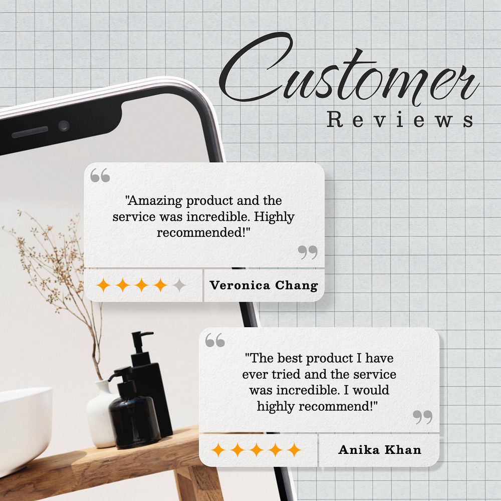 Customer review Instagram post template, editable text