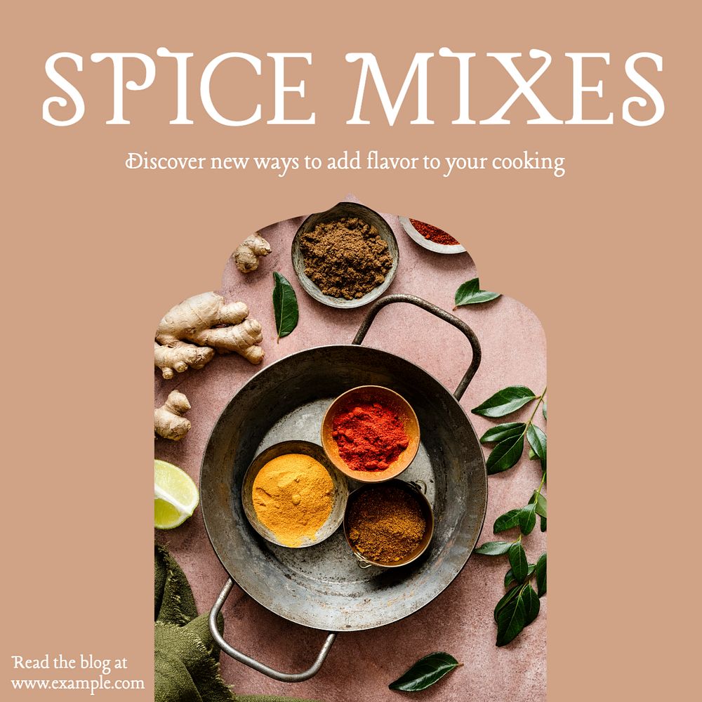 Spice mixes Instagram post template, editable text