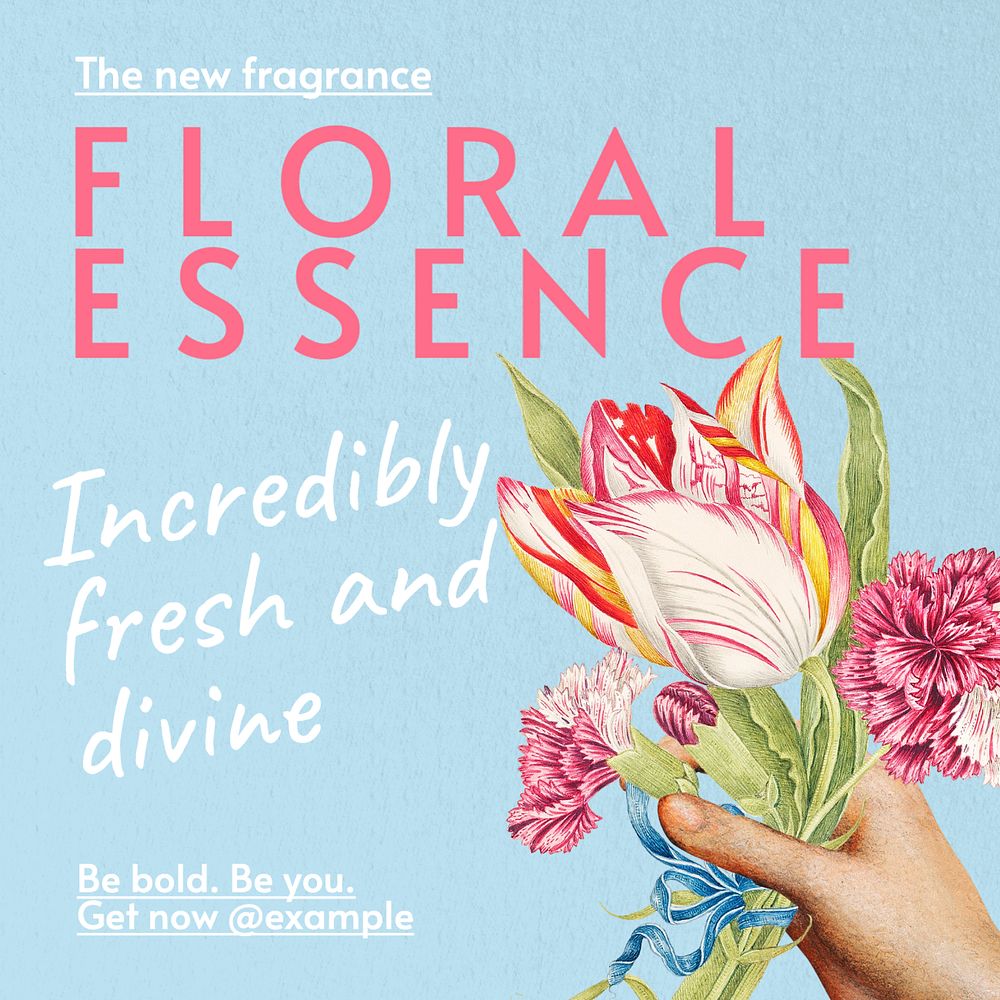 Floral essence Instagram post template, editable text