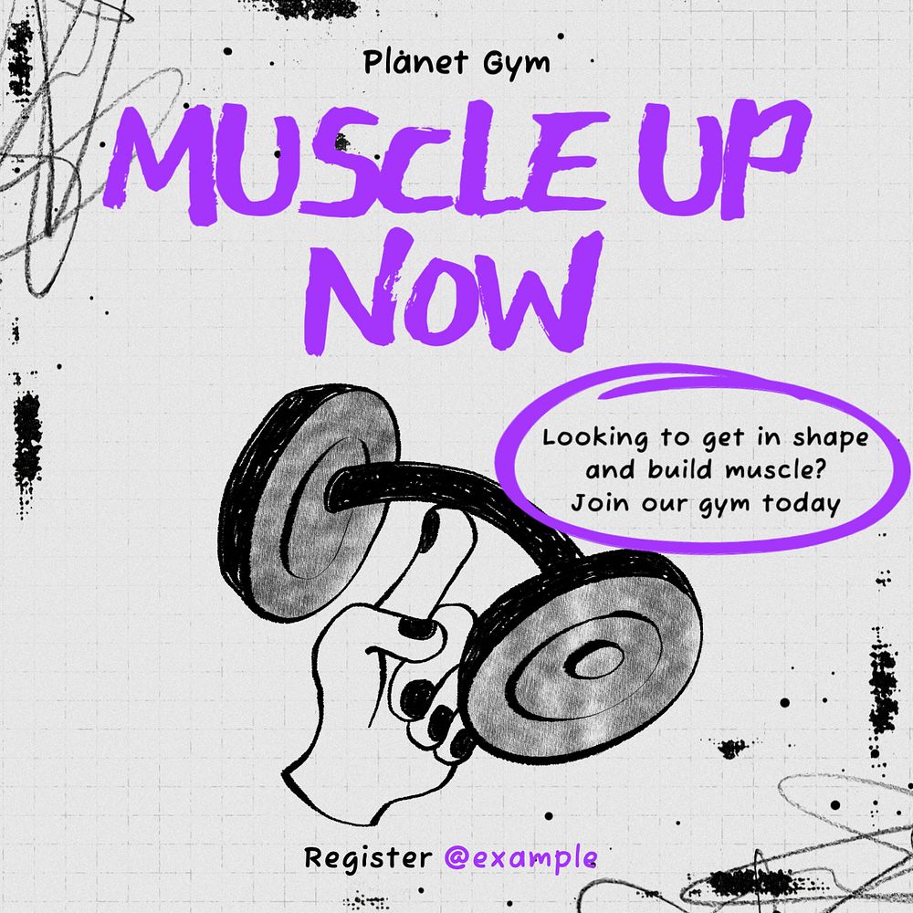 Muscle up Instagram post template, editable text