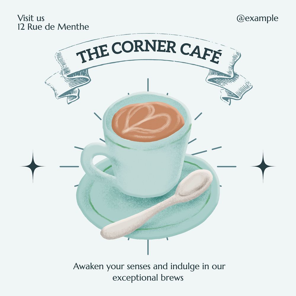 Cafe Instagram post template, editable text