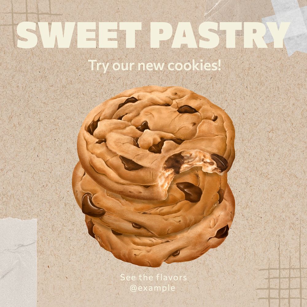 Sweet pastry Instagram post template, editable text