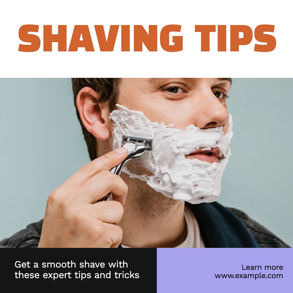 Shaving tips Instagram post template, editable text