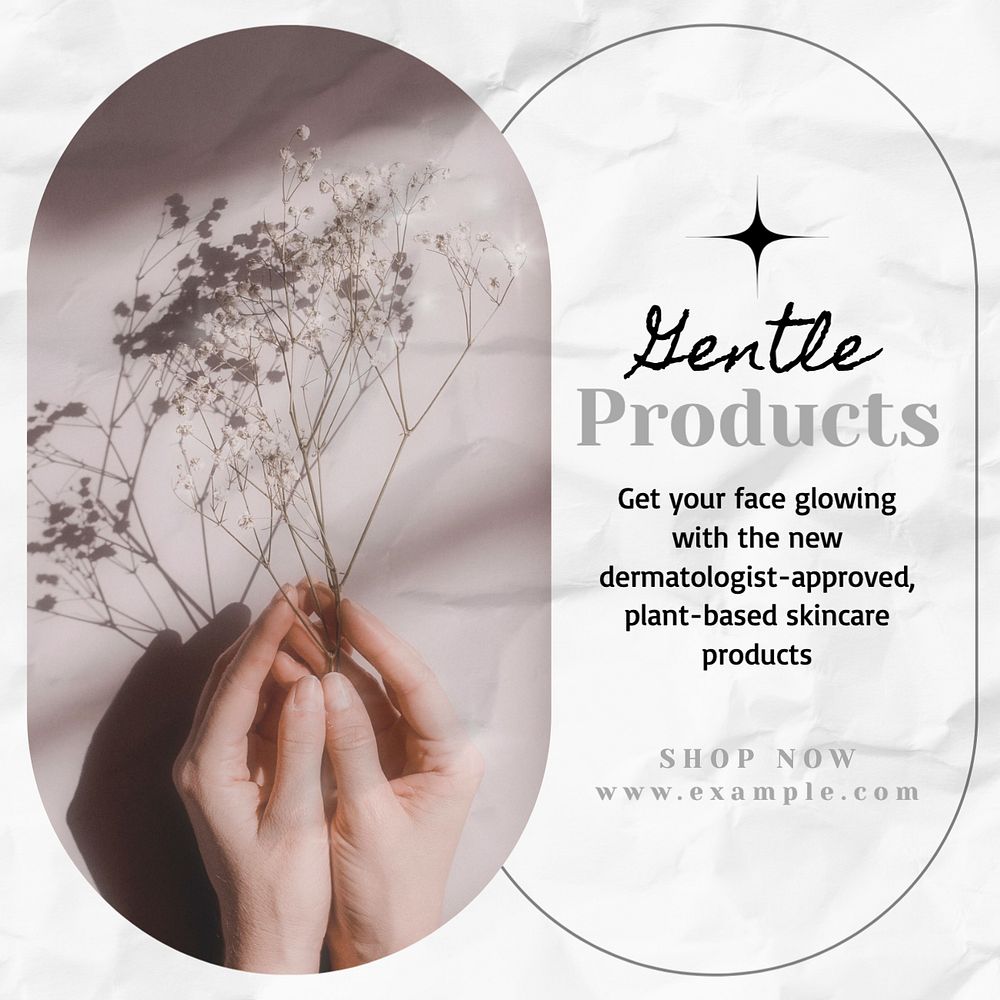 Gentle products Instagram post template, editable text