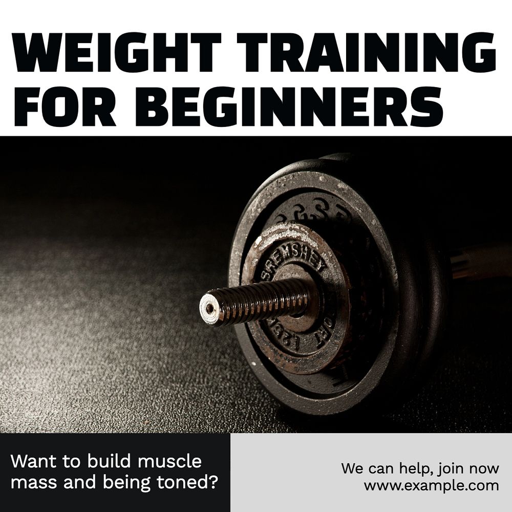 Weight Training Instagram post template, editable text