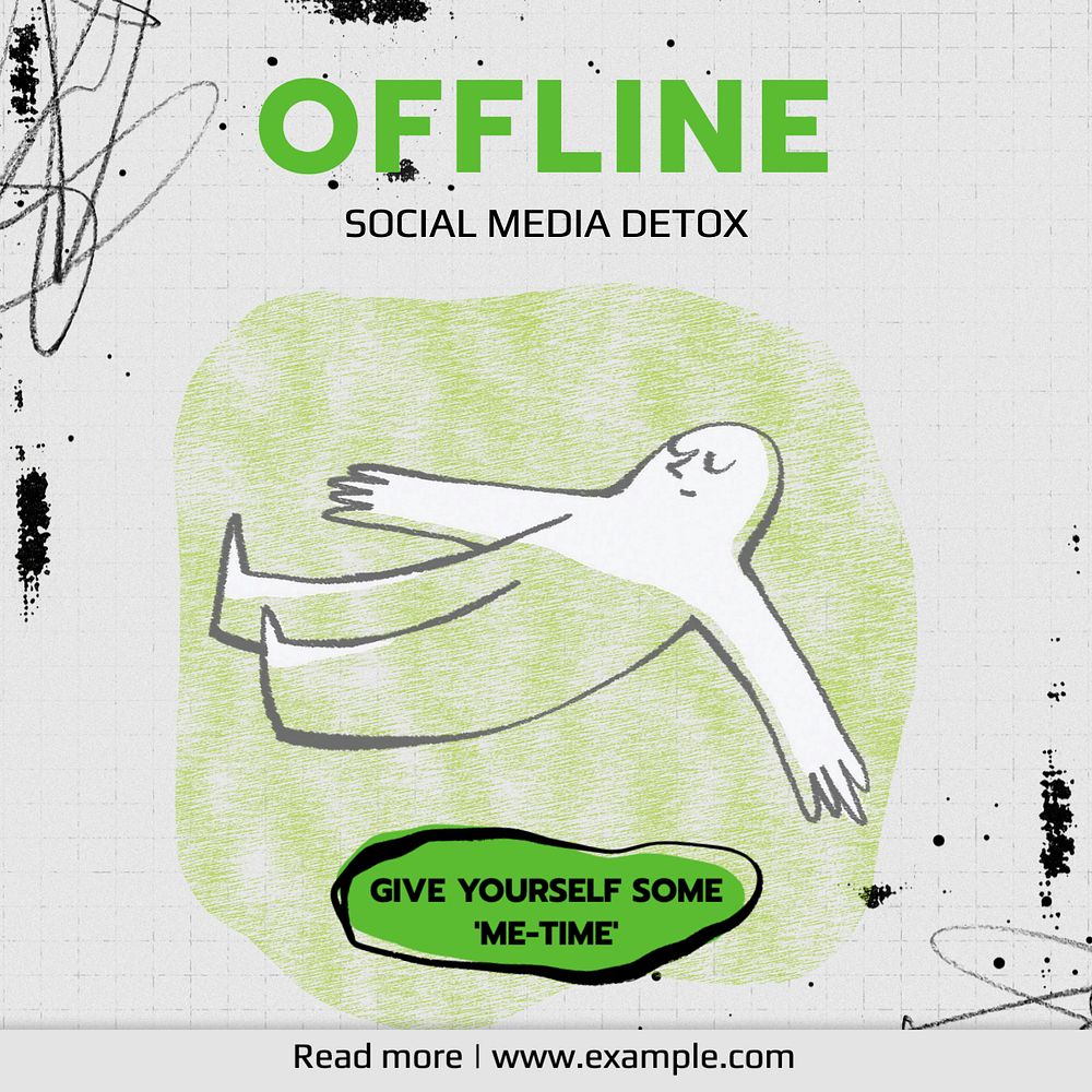 Social media detox Instagram post template, editable text