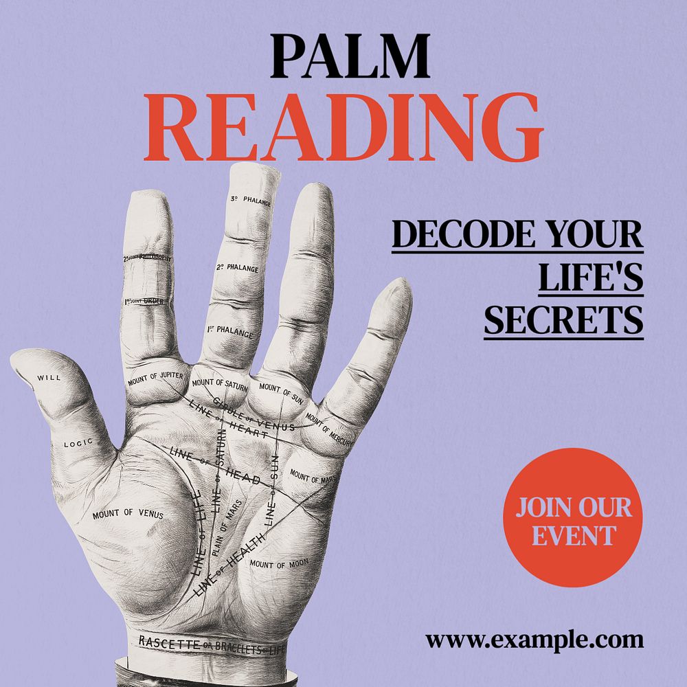 Palm reading Instagram post template, editable text